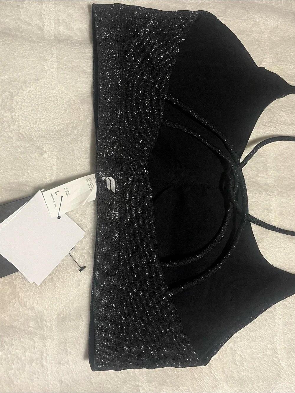 Fabletics Black Sparkle Low-Impact Seamless Strappy Bra